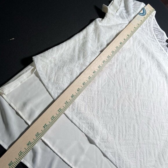 The Limited Women's Ivory Lace Overlay Short Sleeve Blouse Top Size S - Picture 7 of 8